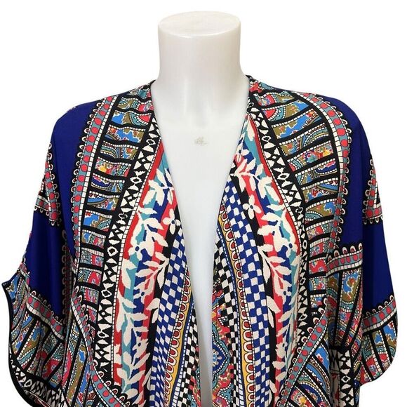 RED Saks Fifth Avenue Ikat Open Kimono Cardigan Lightweight Oversized XS - Picture 2 of 7
